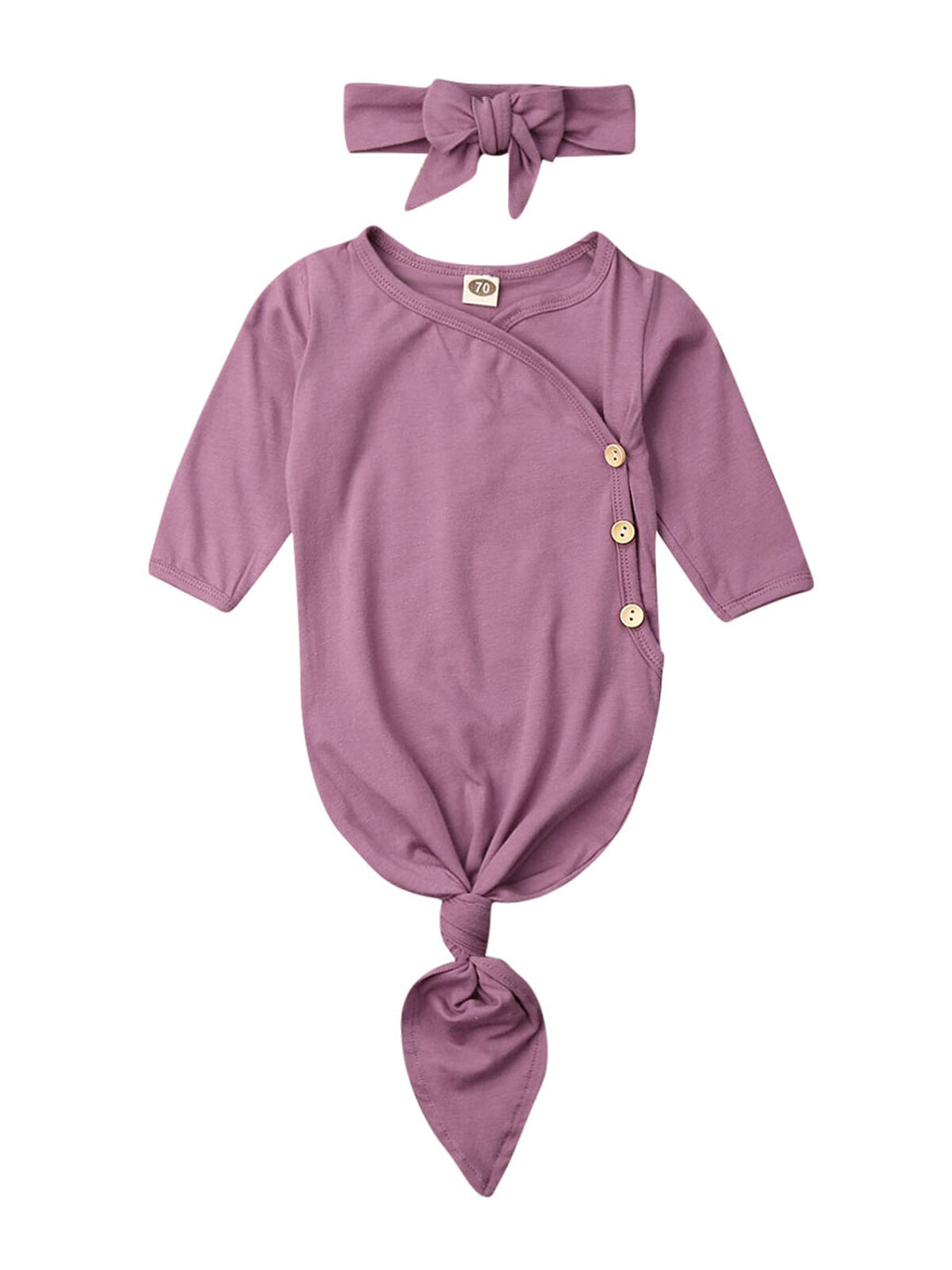 LIZHILI 0-6 Months Newborn Baby Girl Nightgown Floral Print Long Sleeve Gown Sleepwear Romper Sleeping Bags with Headband